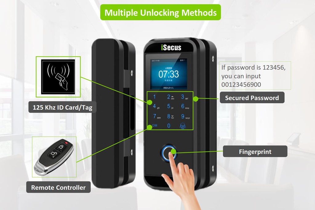 LK-9908 Semiconductor Fingerprint Glass Door Lock