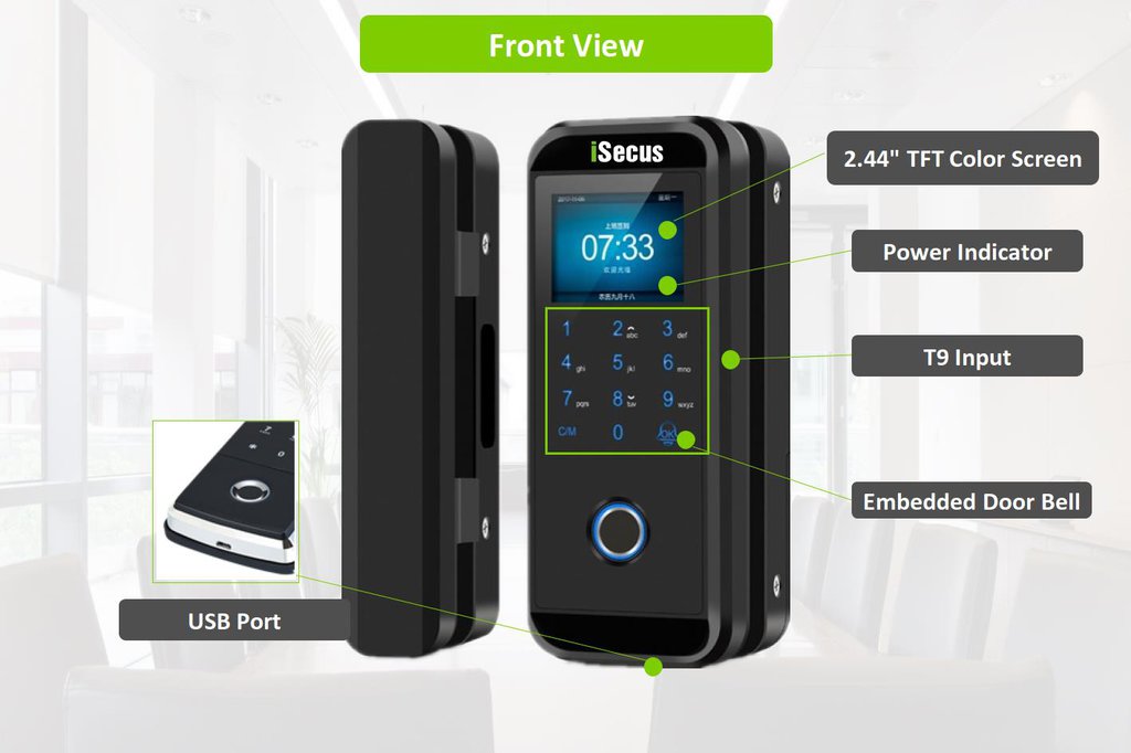 LK-9908 Semiconductor Fingerprint Glass Door Lock