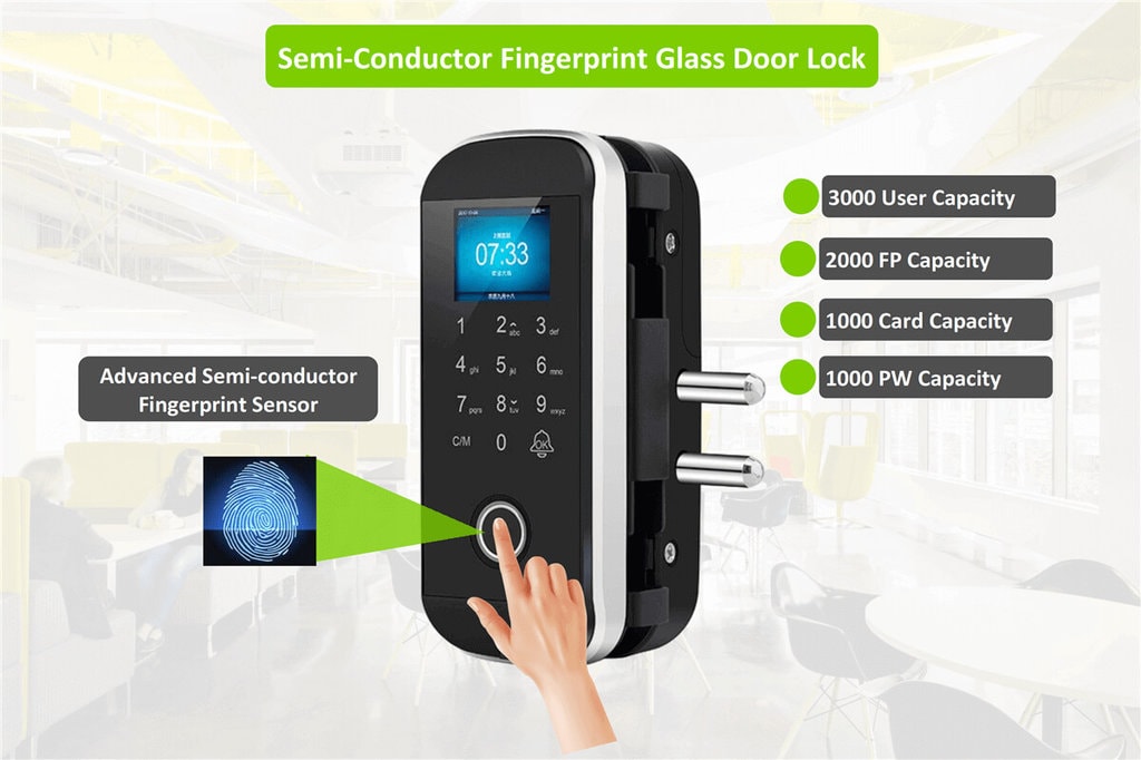 LK-1108 Fingerprint Glass Door Lock