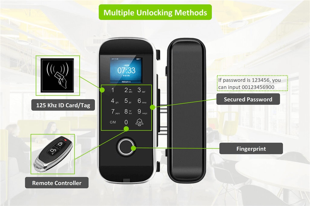 LK-1108 Fingerprint Glass Door Lock