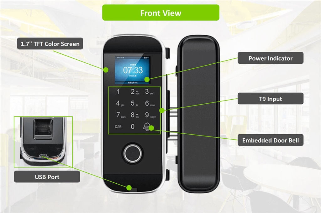 LK-1108 Fingerprint Glass Door Lock