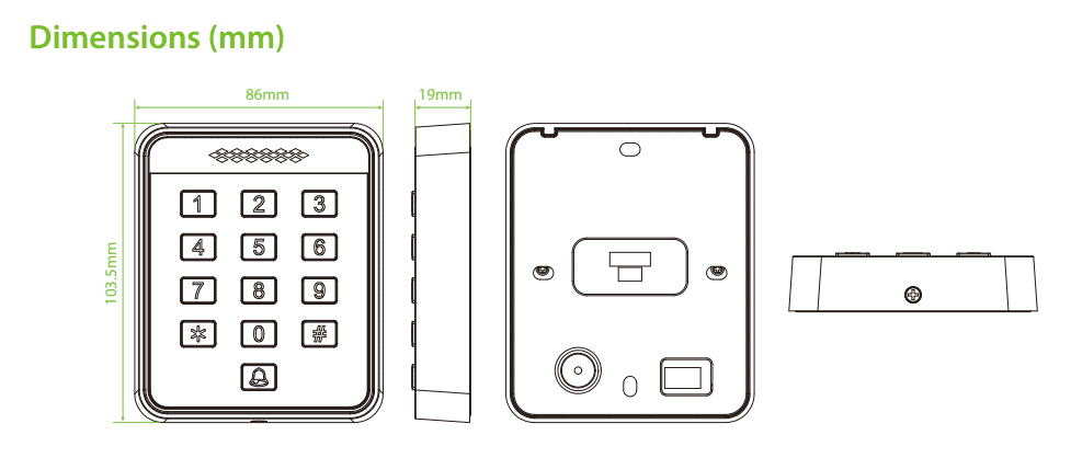 ZK SA40 RFID Access Control Measurement