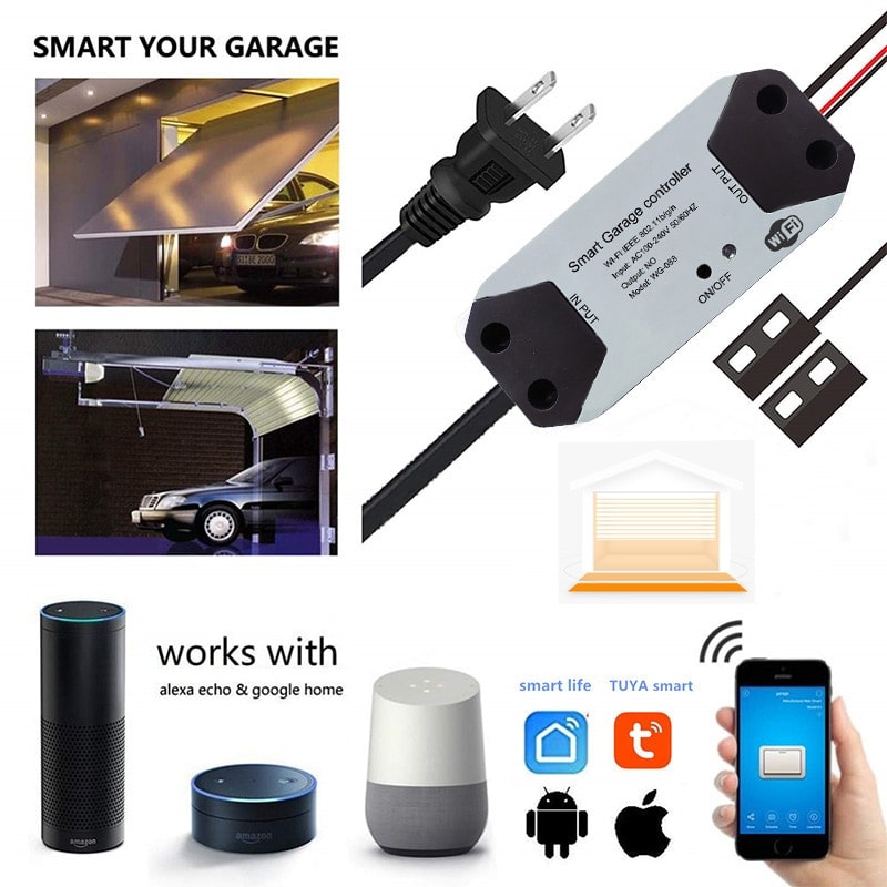 Smart WiFi Garage Controller-with-Alexa-Google-Home-Smart-Life-Tuya-APP