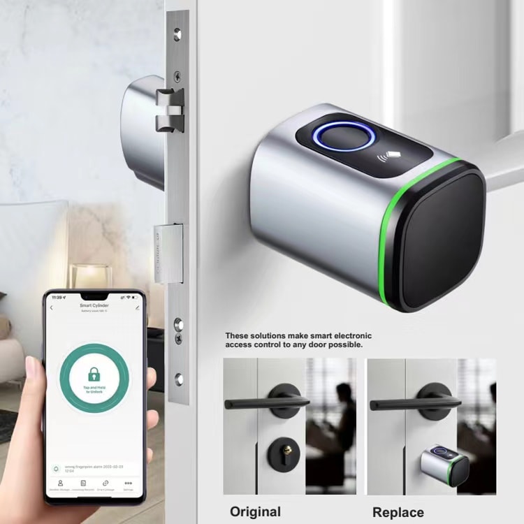 Smart Fingerprint Cylinder Lock Bluetooth Connection works with Tuya Smart and TTLock-P2