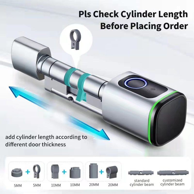 Smart Fingerprint Cylinder Lock Bluetooth Connection works with Tuya Smart and TTLock-P4