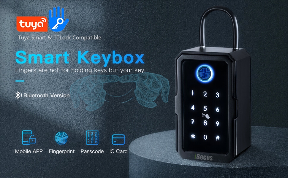 Smart Fingerprint Key Lockbox works with Tuya and TTLock Bluetooth-iSecus-P1