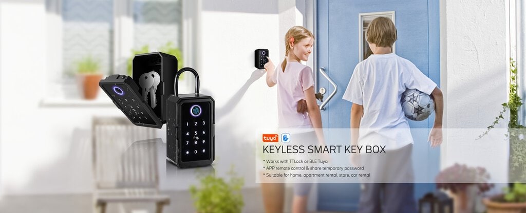Smart Fingerprint Key Lockbox works with Tuya and TTLock Remote Control