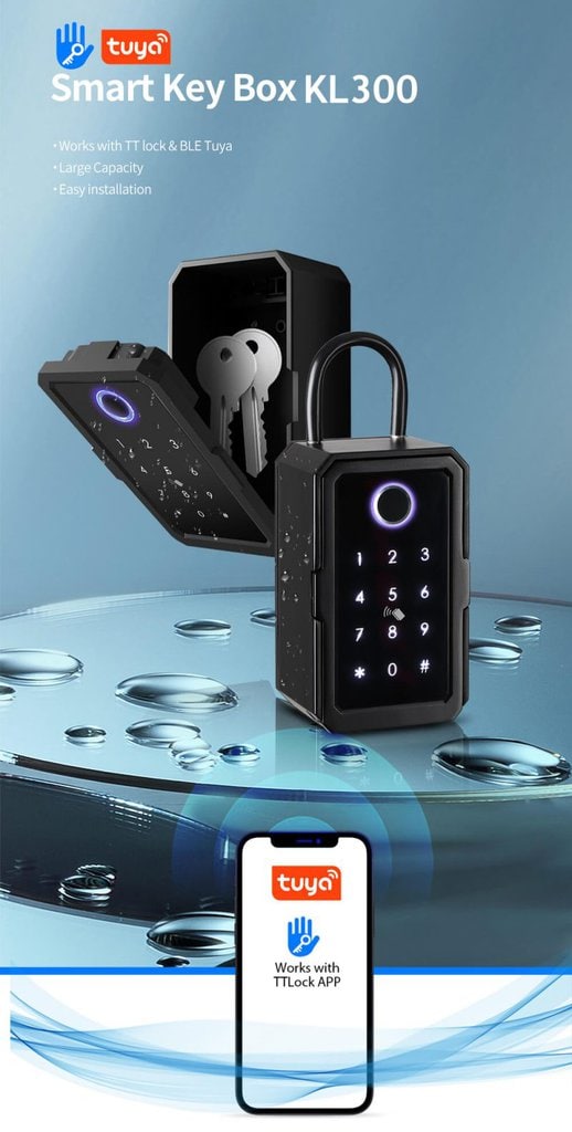 Smart Fingerprint Key Lockbox, works with Tuya and TTLock-iSecus-P1