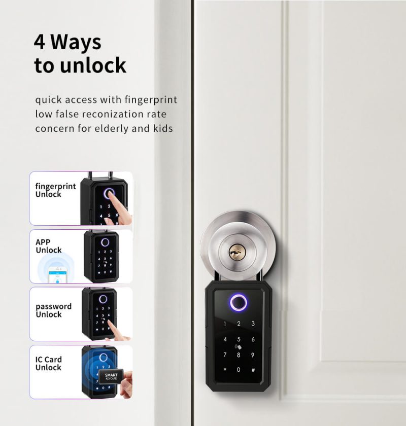 Smart Fingerprint Key Lockbox, works with Tuya and TTLock-iSecus-P2