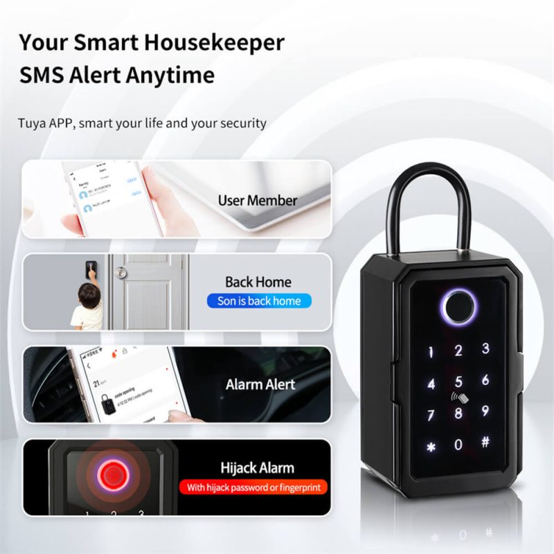 Smart Fingerprint Key Lockbox, works with Tuya and TTLock-iSecus-P9